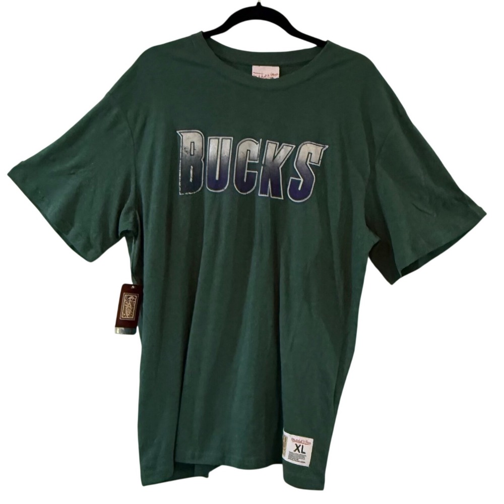 Mitchell & Ness Milwaukee Bucks NBA Slub T-Shirt Green Mens XL NWT Streetwear - Picture 2 of 10